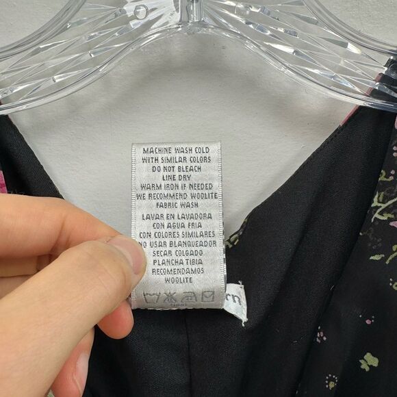 Vintage Y2K Black & Pink Ruffle Flutter Sleeve V-neck Midi Dress Size 8 - Picture 8 of 10